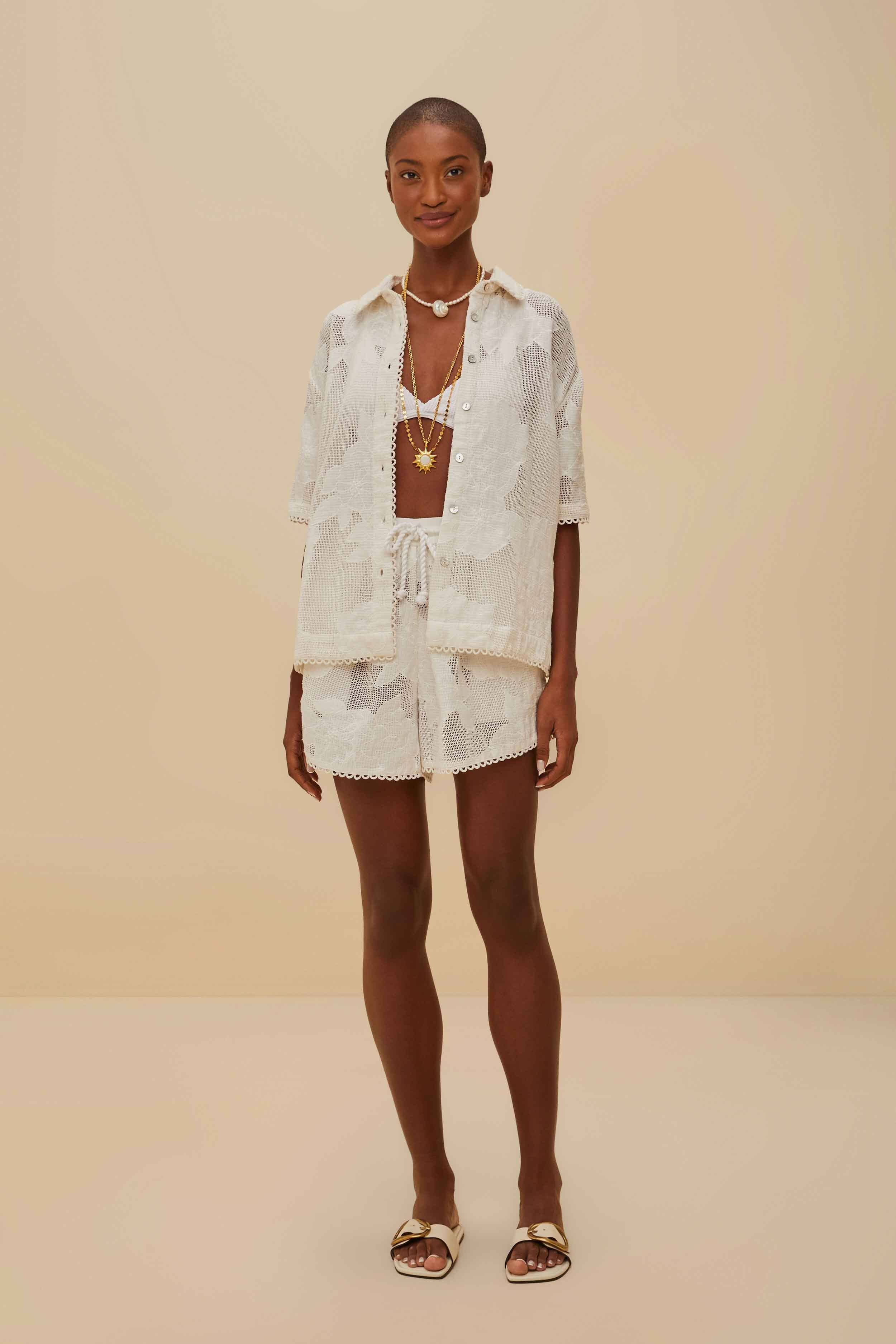 White Flower Shorts