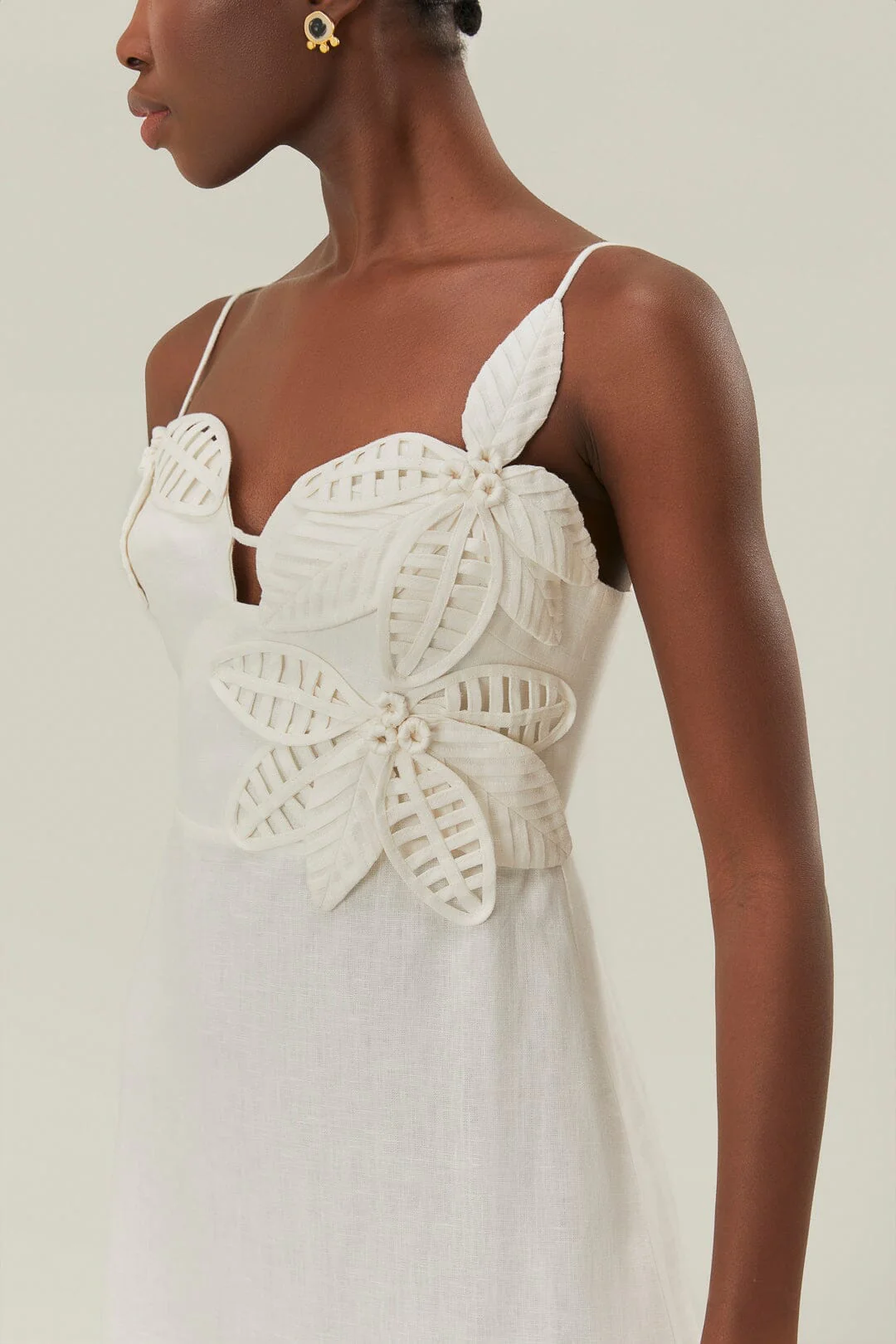 White 3D Flower Bodice Mini Dress - Image 3