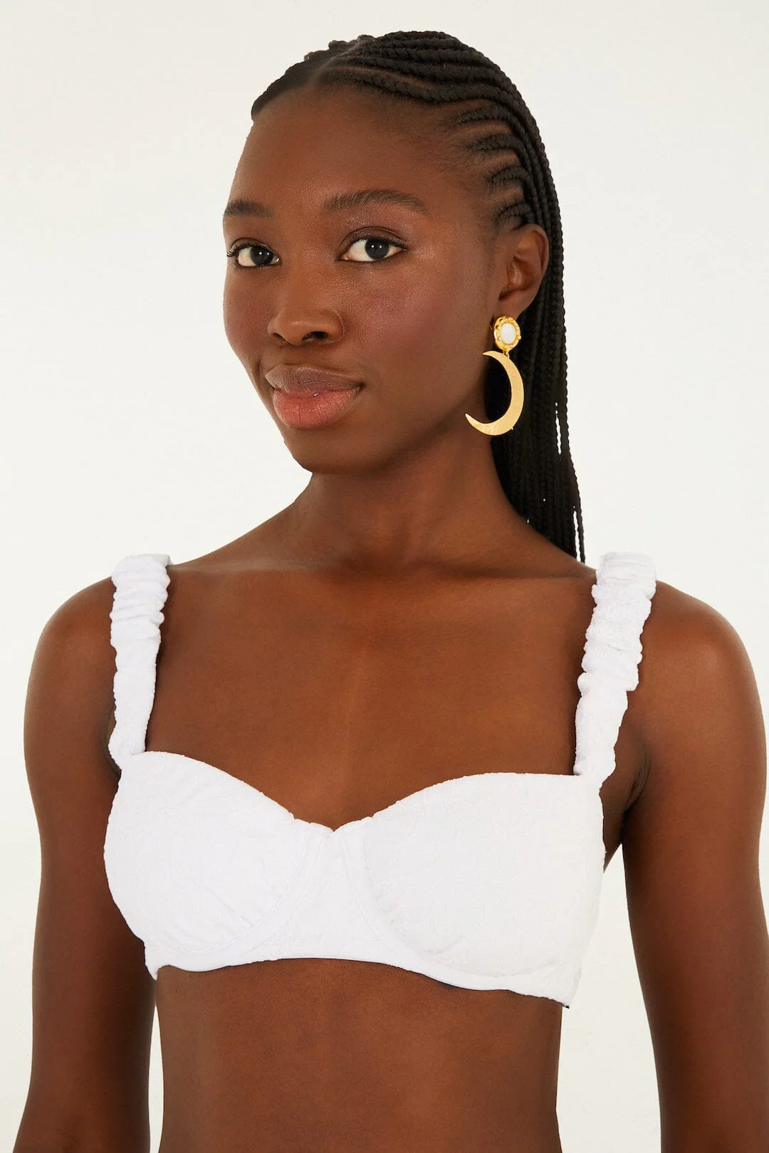 White Gerbera Daisy Underwire Bikini Top