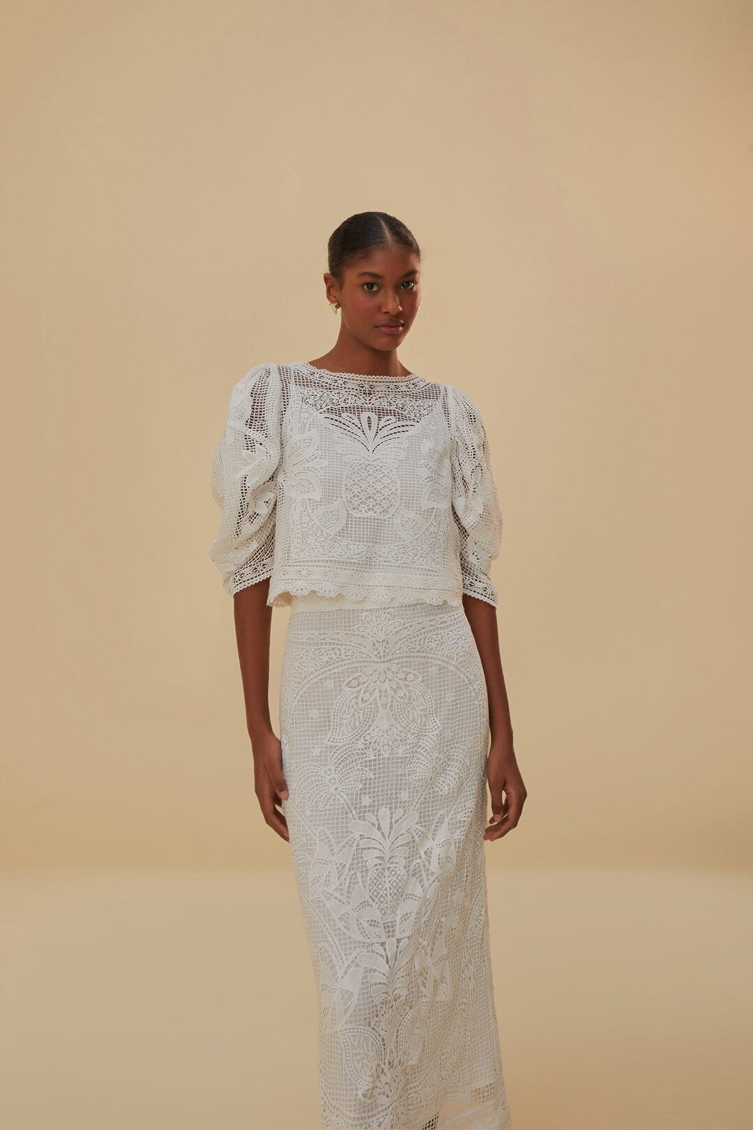 White Guipure Midi Skirt - Image 3