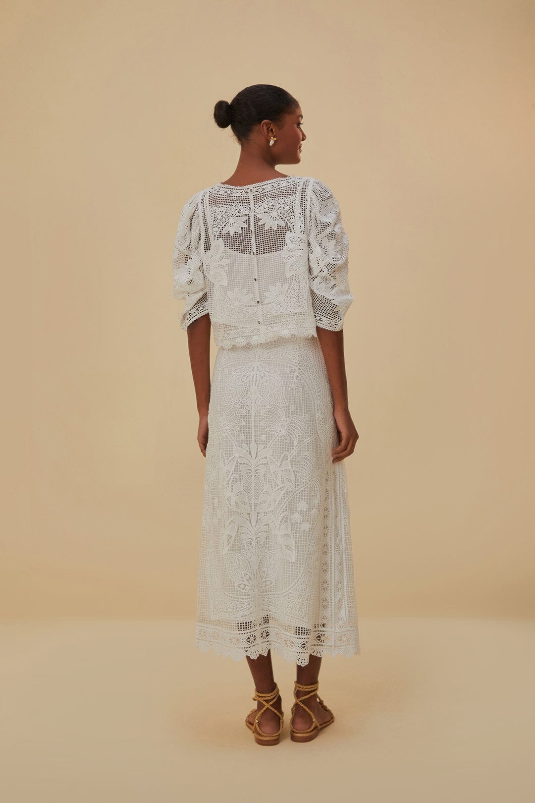 White Guipure Midi Skirt - Image 4