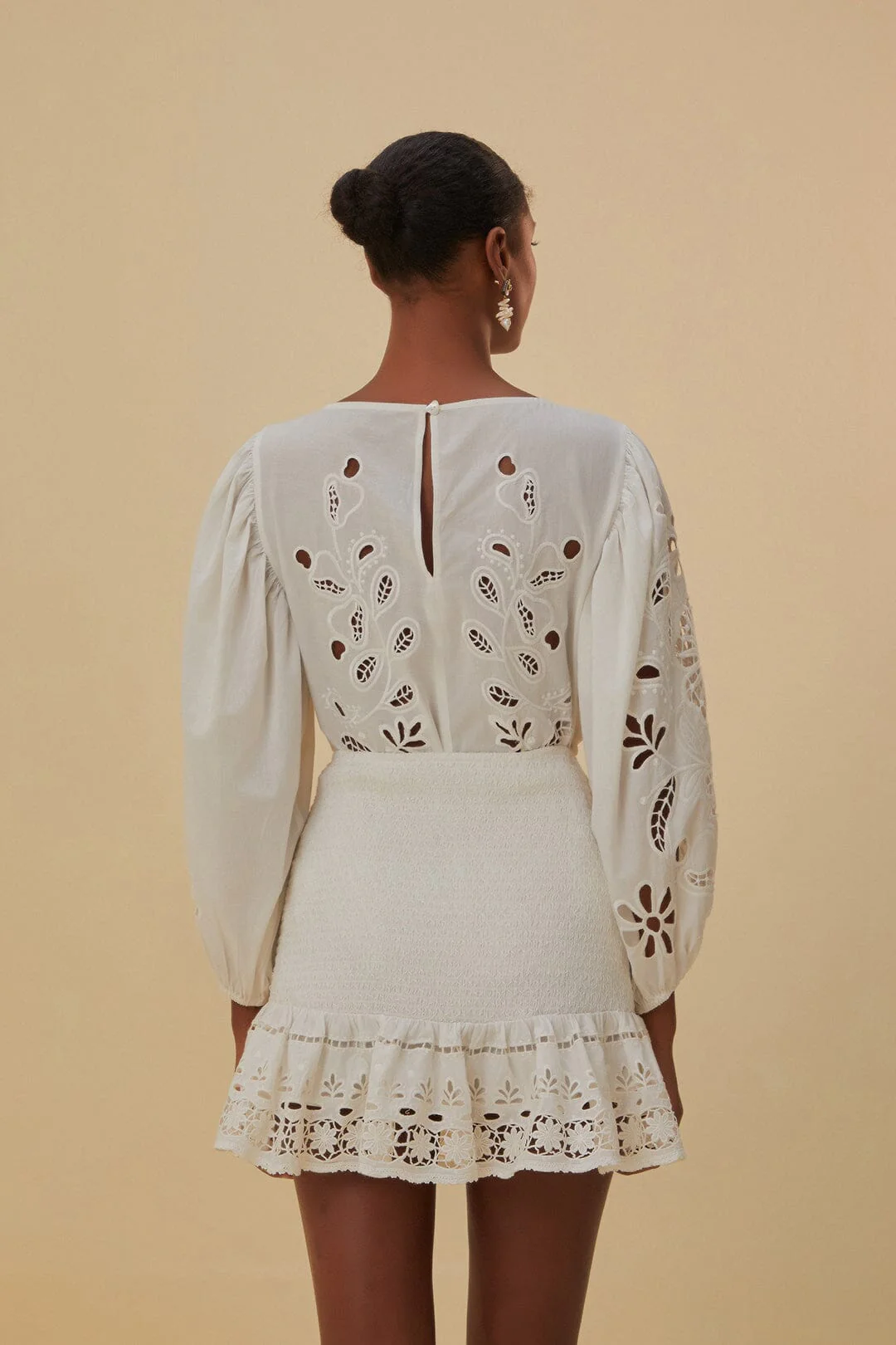 White Richelieu Mini Skirt - Image 3