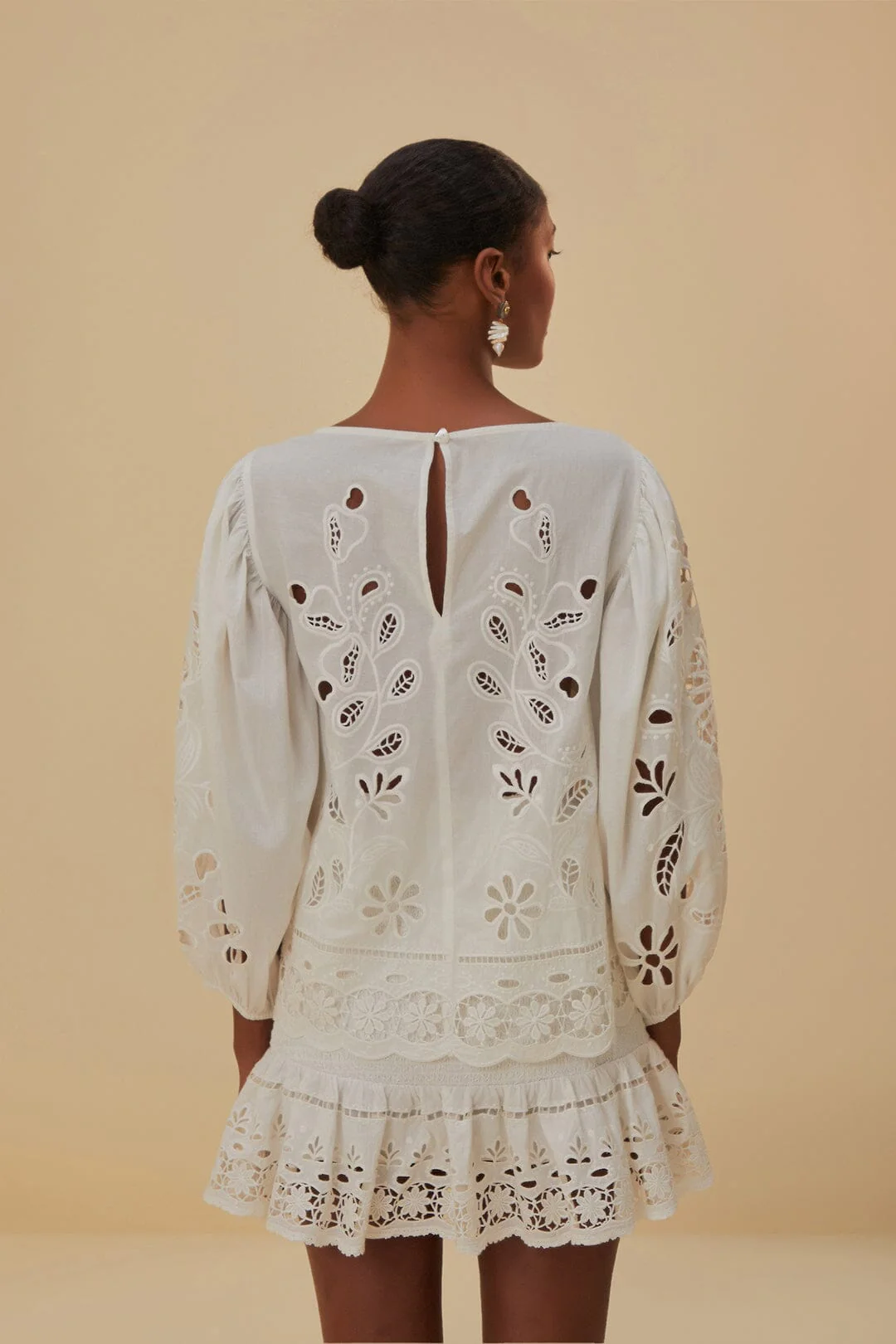 White Richelieu Short Sleeve Blouse - Image 3