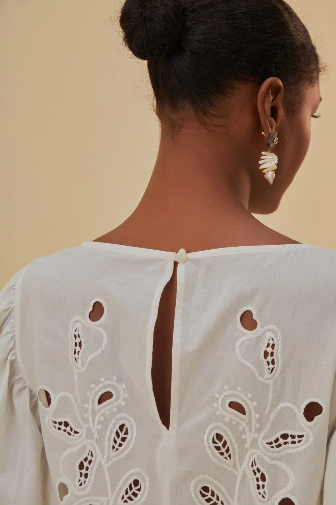 White Richelieu Short Sleeve Blouse - Image 4