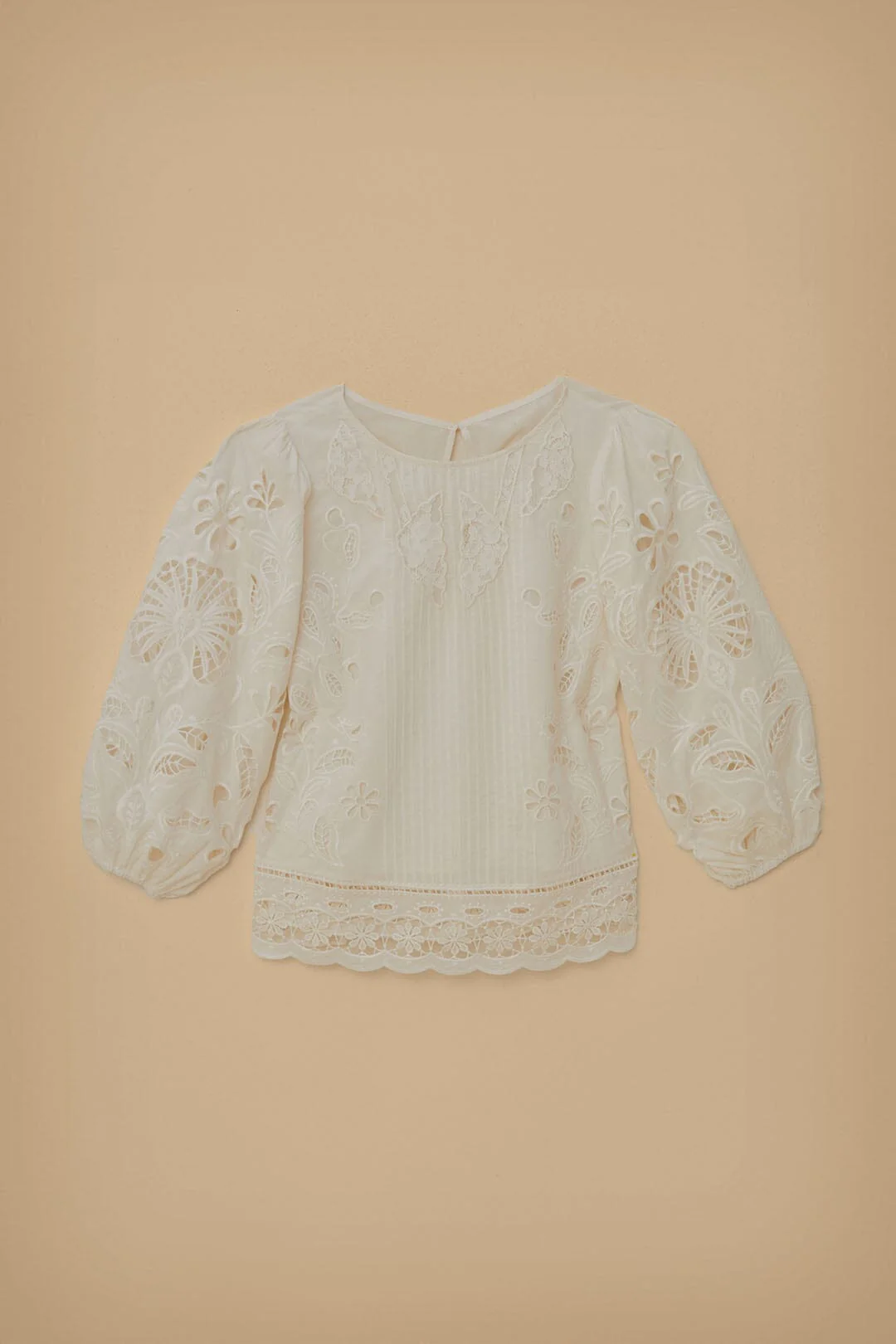 White Richelieu Short Sleeve Blouse - Image 6