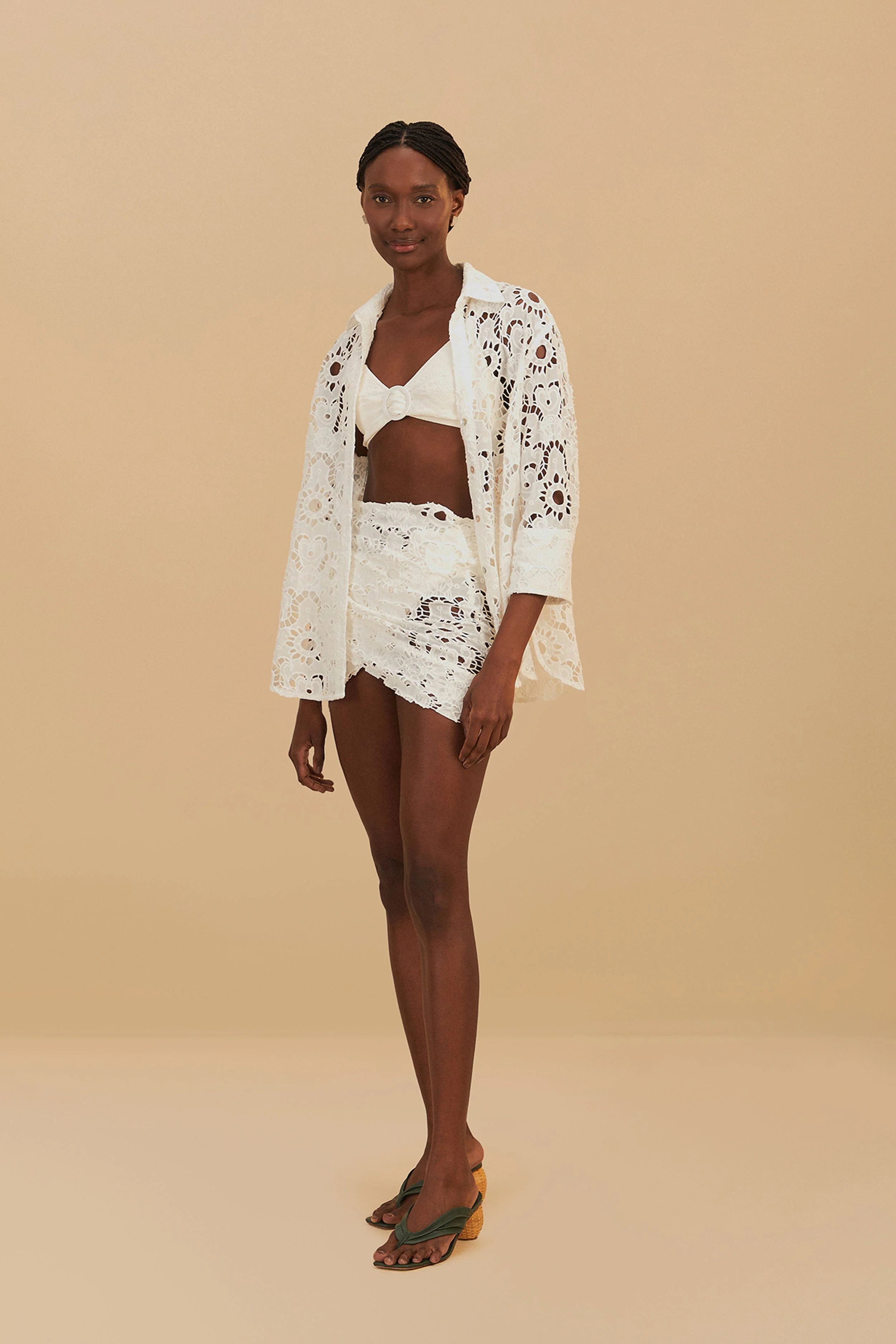 WHITE SUN EYELET MINI SKIRT