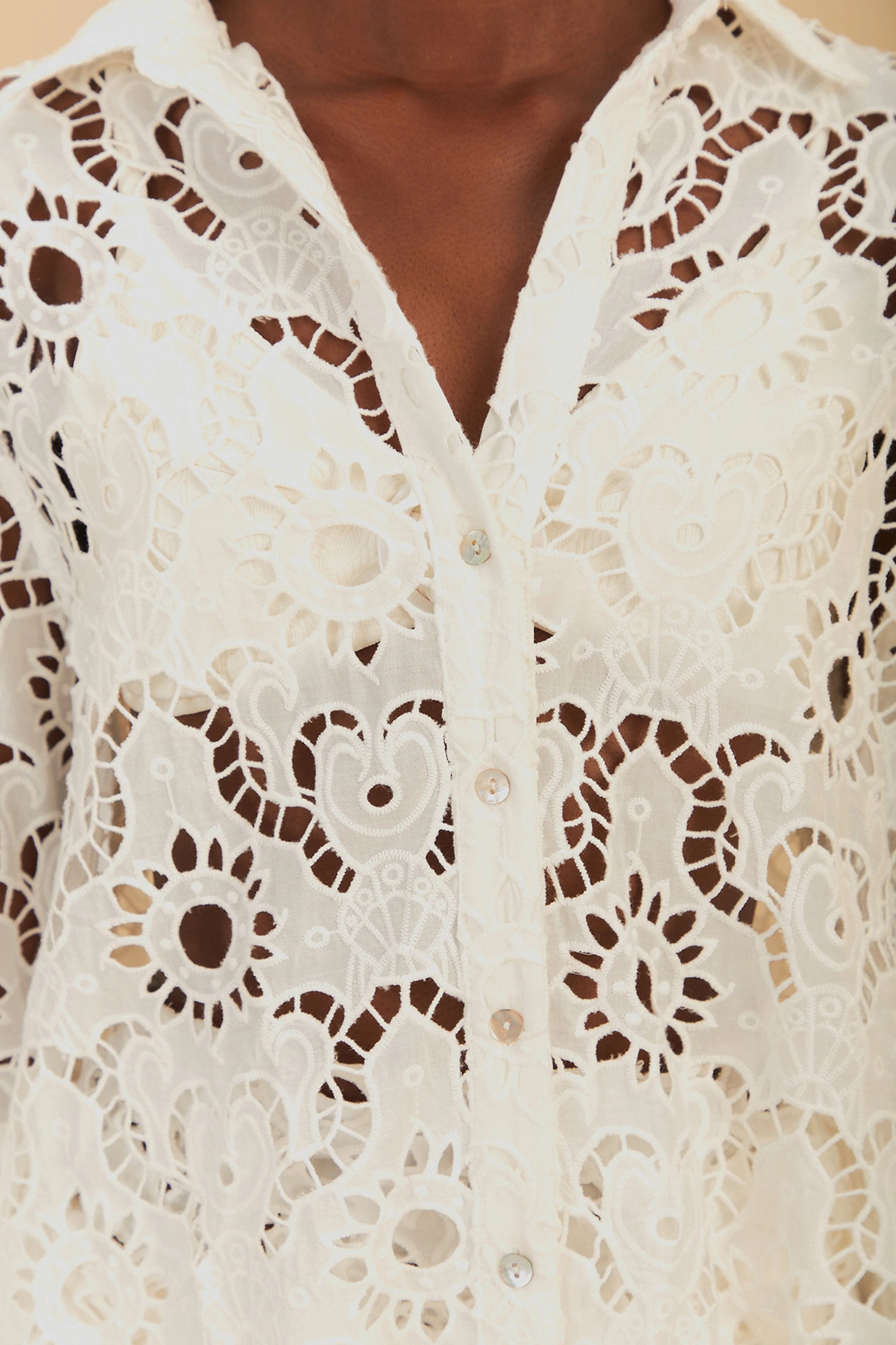 WHITE SUN EYELET SHIRT