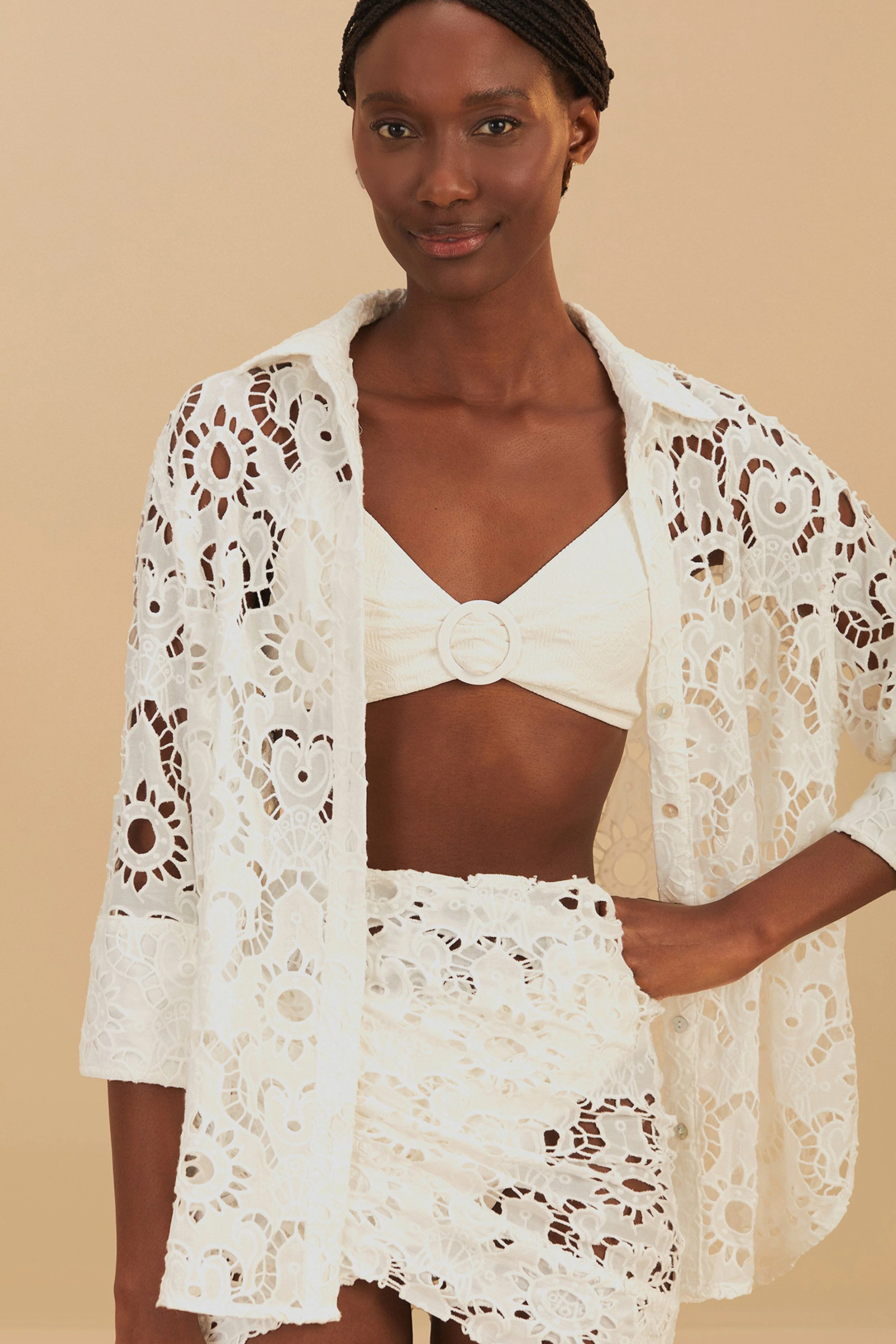 WHITE SUN EYELET SHIRT - Image 2