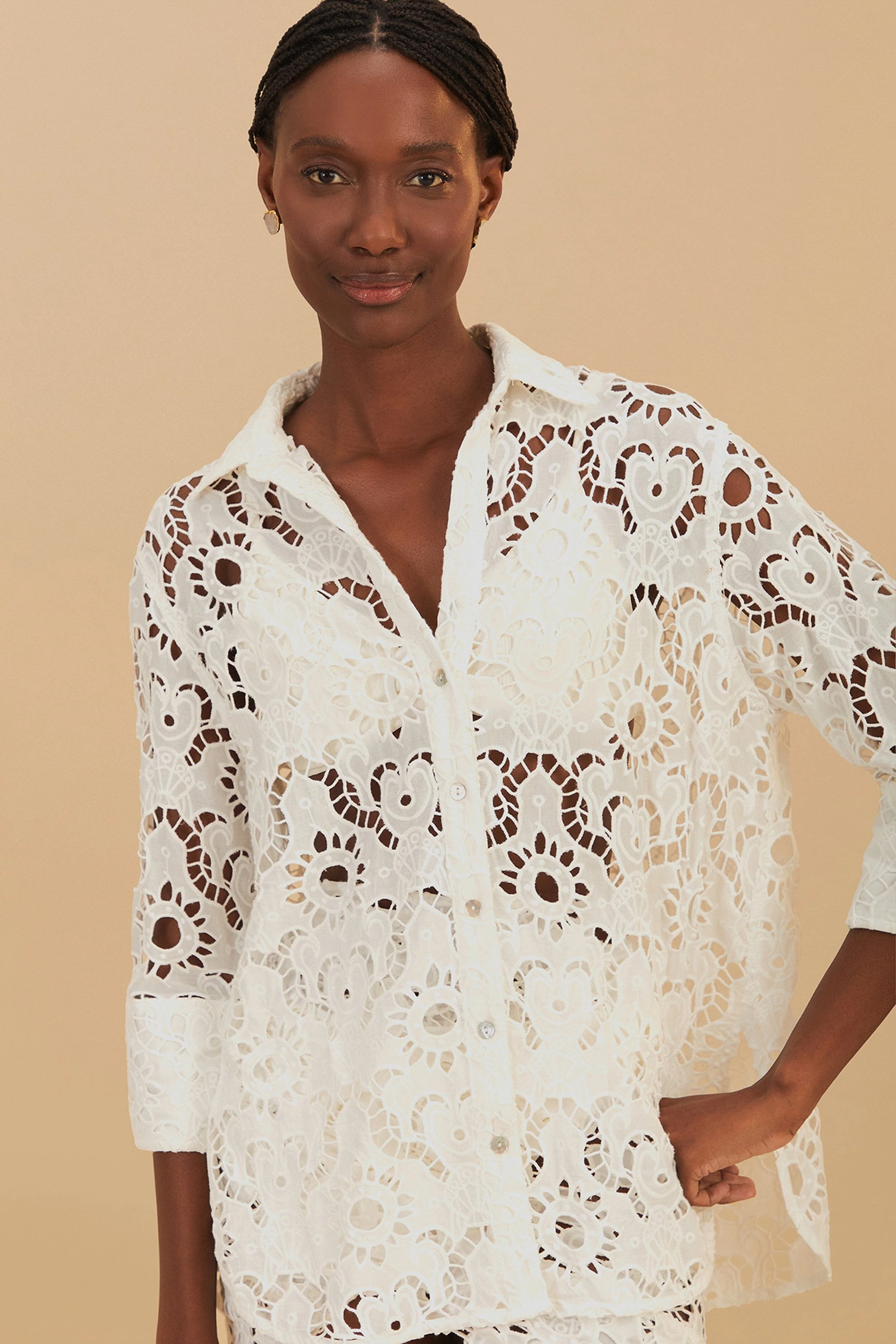White Sun Eyelet Shirt - Image 4