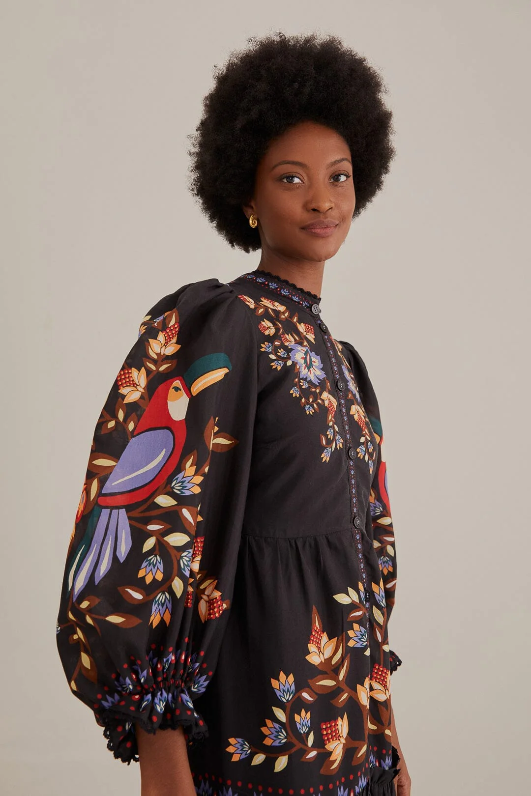 Black Winter Garden Long Sleeve Maxi Dress - Image 3