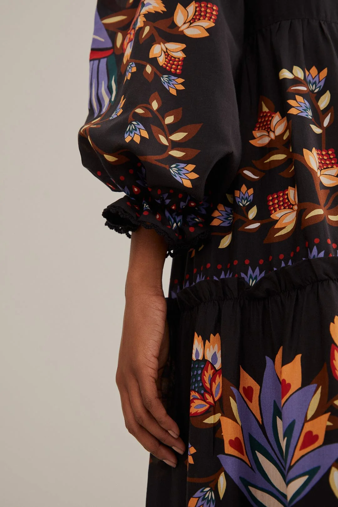 Black Winter Garden Long Sleeve Maxi Dress - Image 4