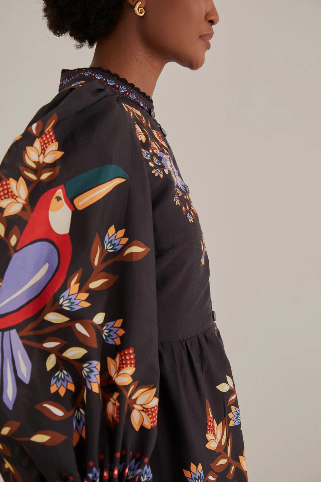Black Winter Garden Long Sleeve Maxi Dress - Image 5