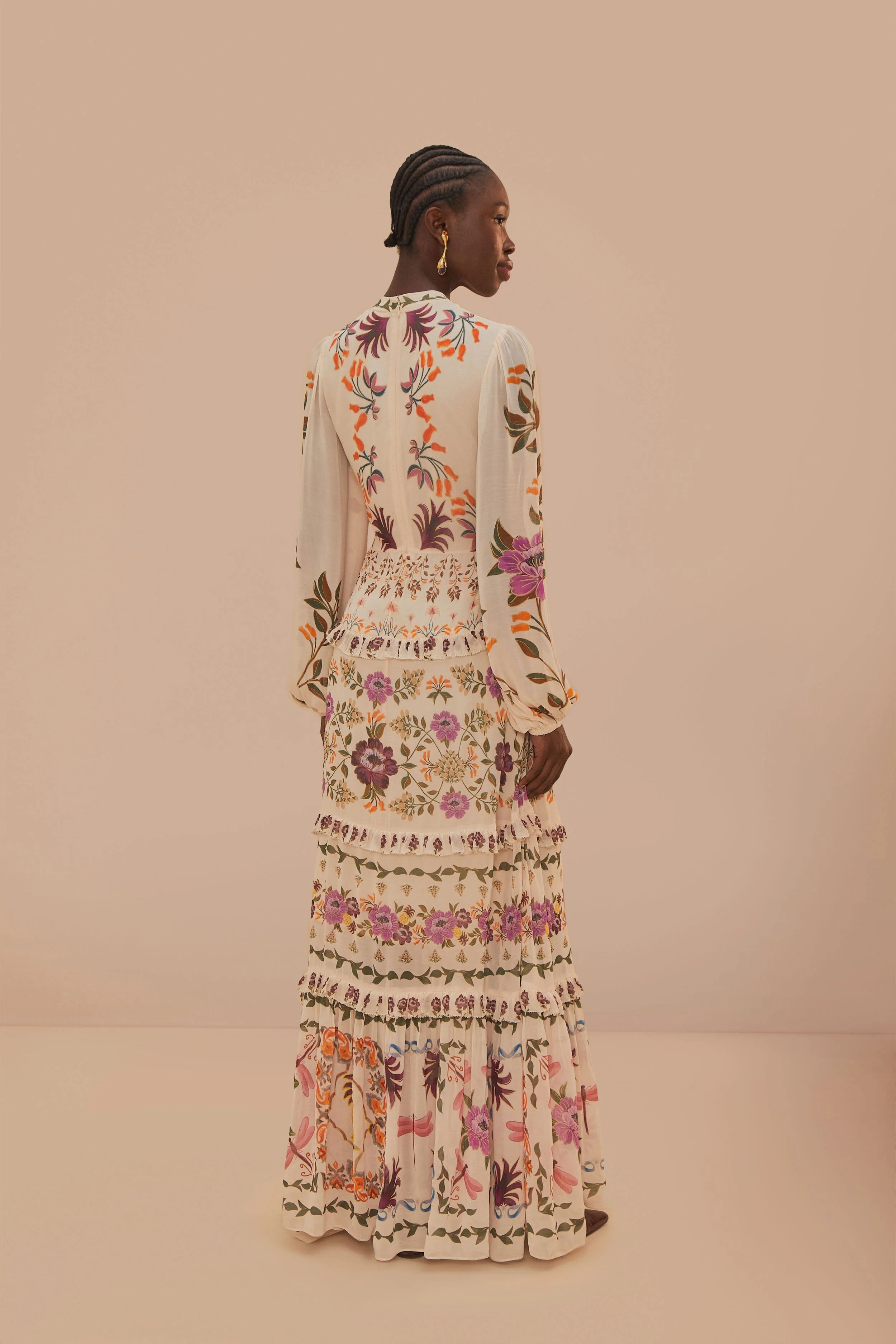 Cream Winter Garden Ruffle Maxi Dress - Image 3