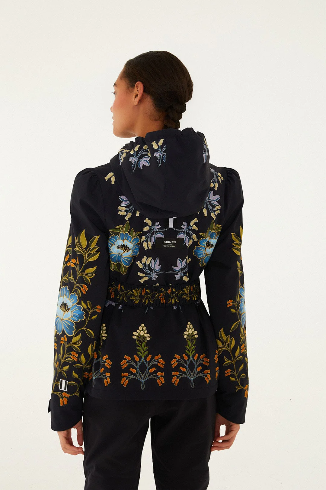 Black Winter Garden Hooded Belted Puffer Ski Jacket - Image 3