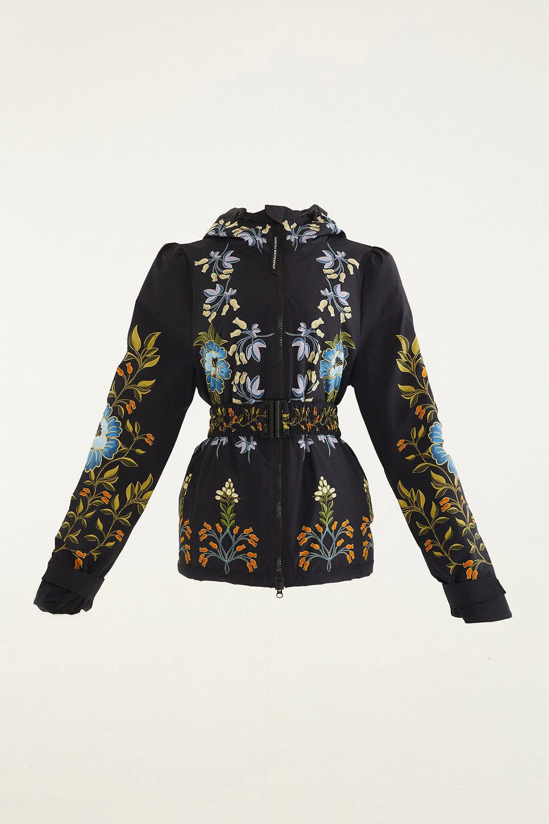 Black Winter Garden Hooded Belted Puffer Ski Jacket - Image 9