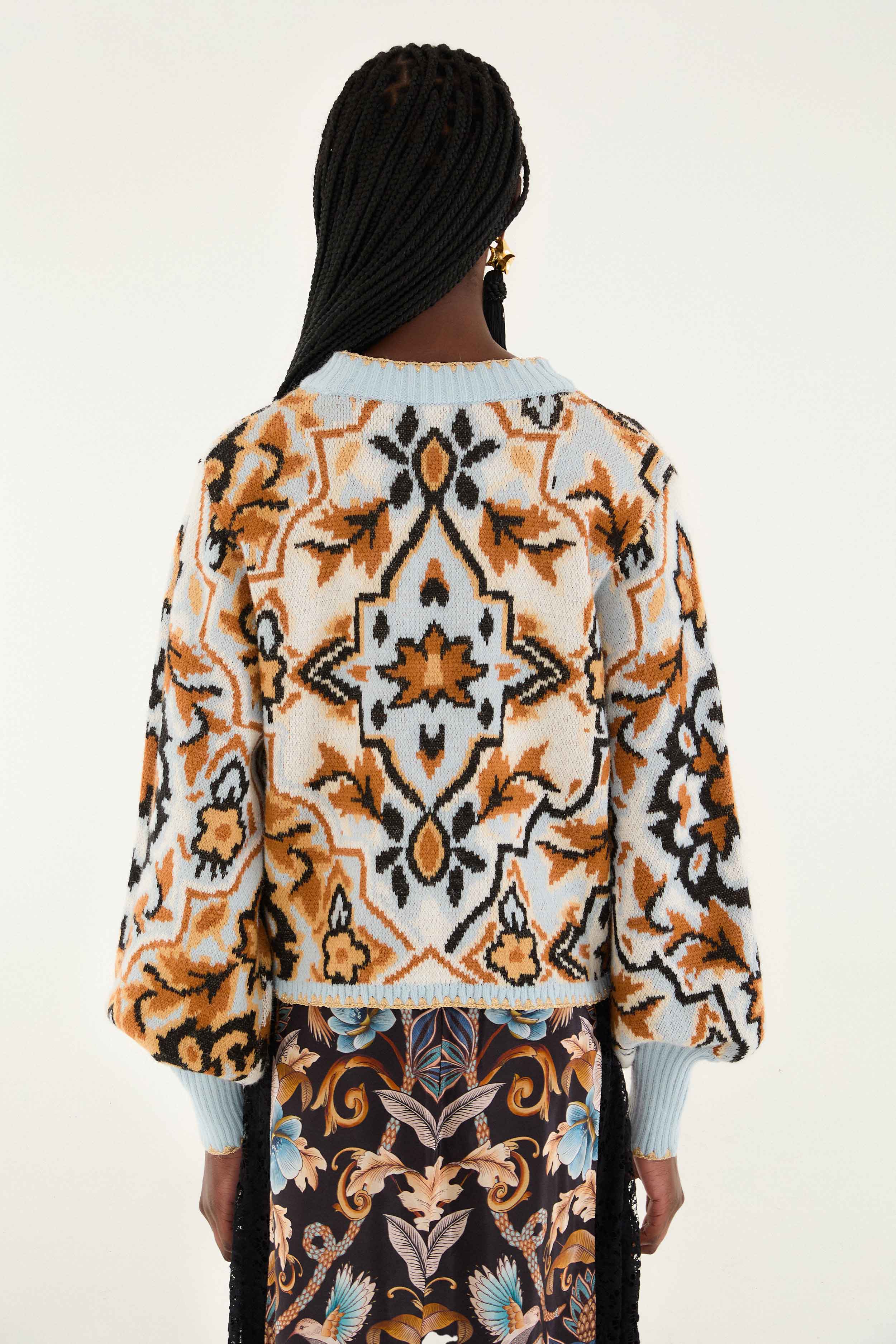 Blue Winter Tapestry Sweater - Image 3