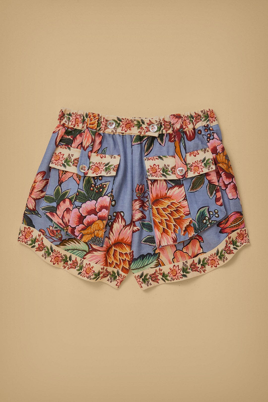 Wonderful Bouquet Blue Linen Shorts - Image 6