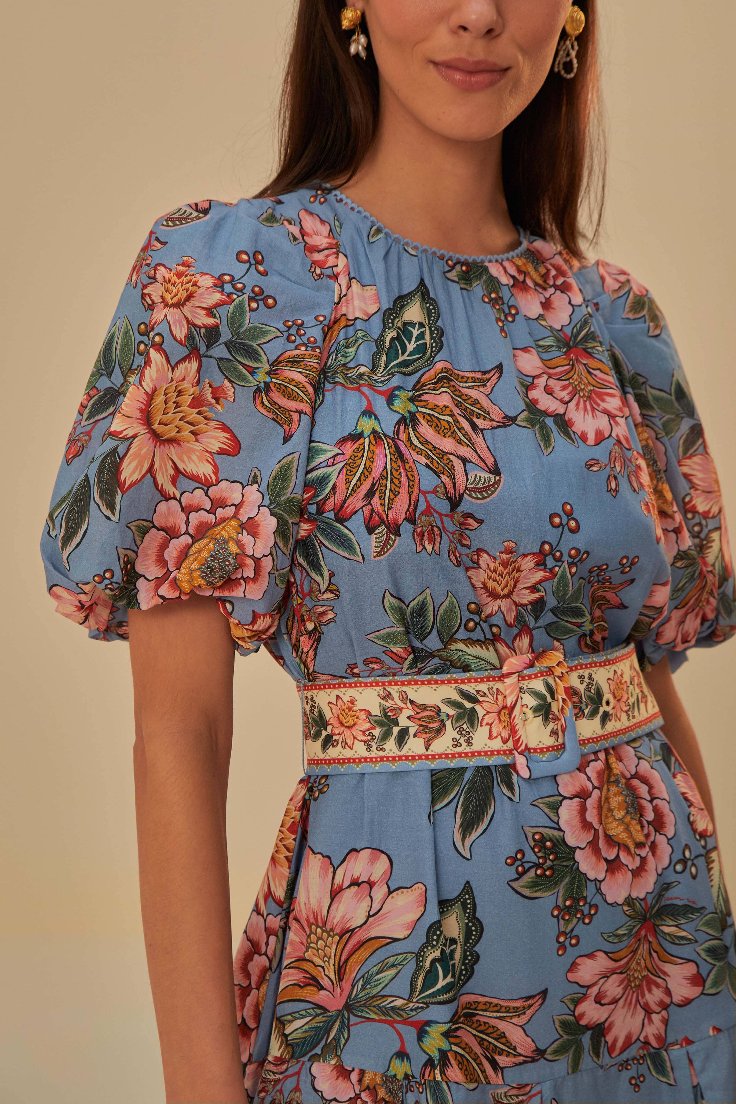 Blue Wonderful Bouquet Mini Dress - Image 3