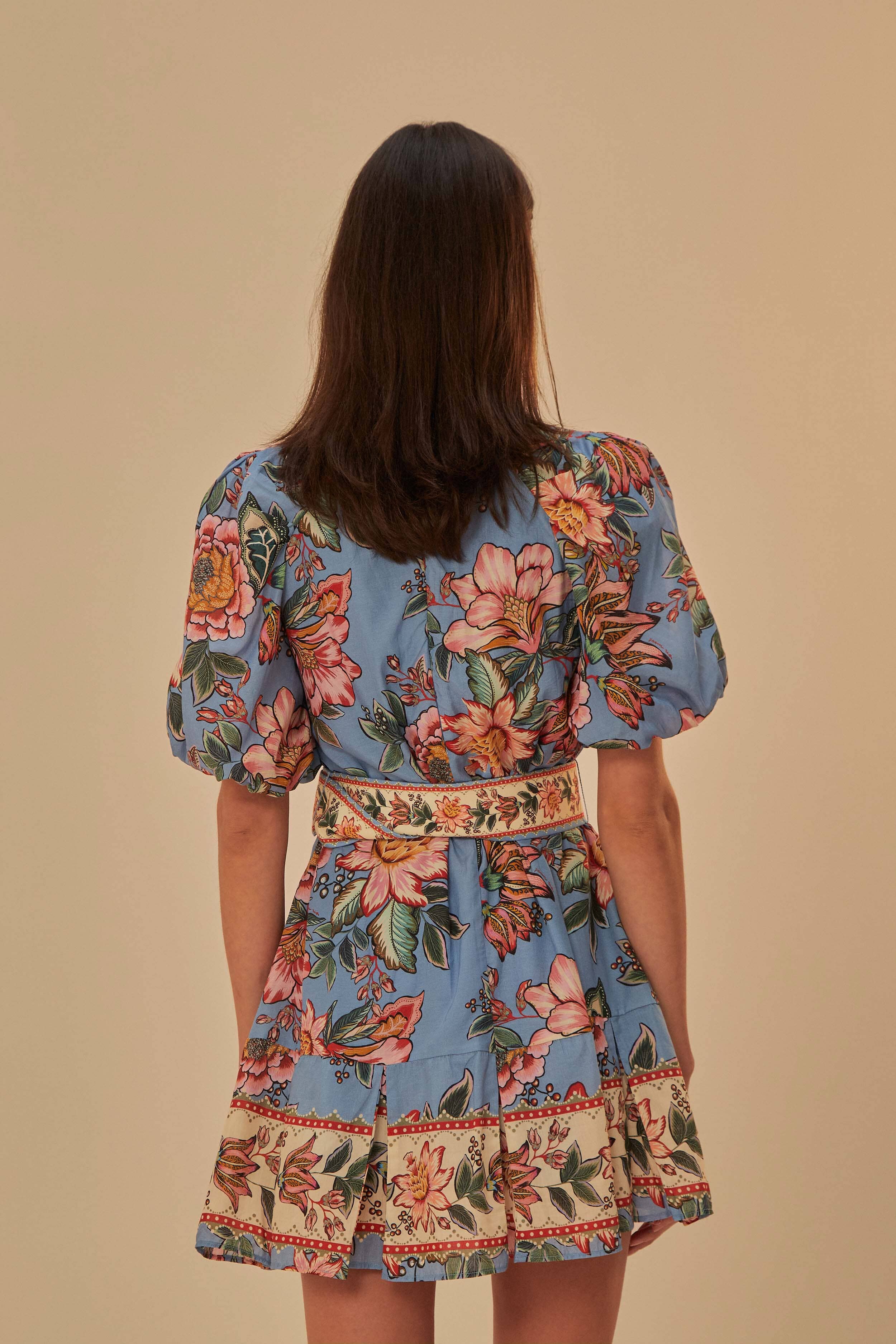 Blue Wonderful Bouquet Mini Dress - Image 4