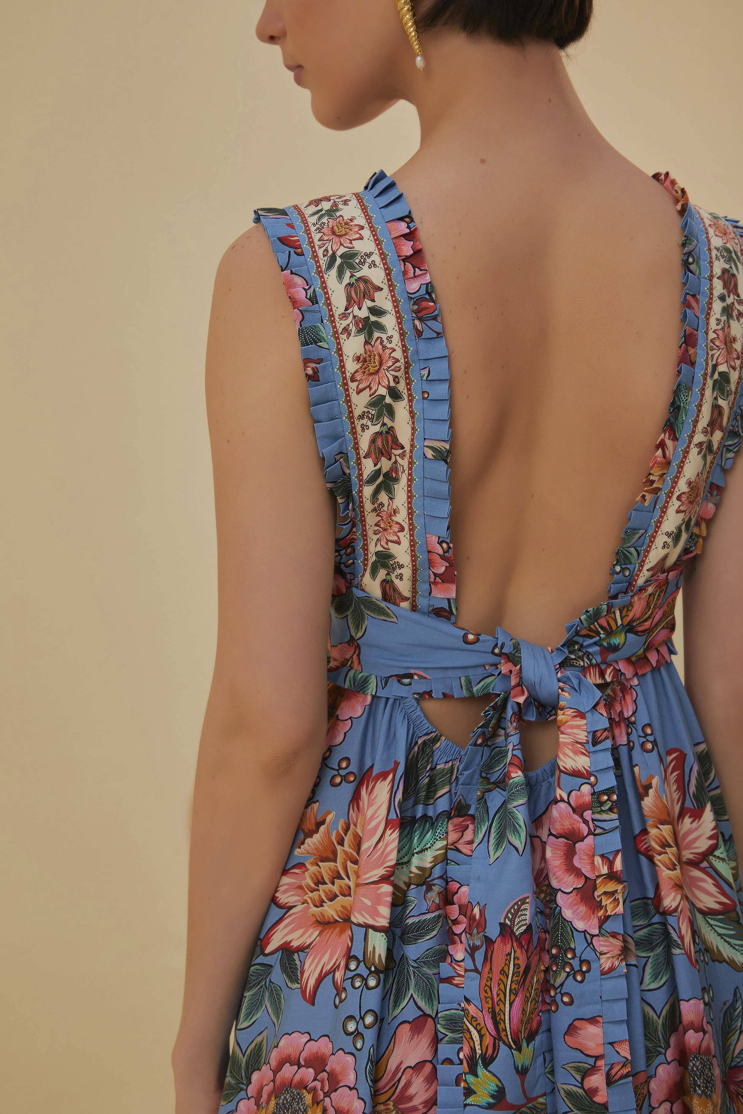 Wonderful Bouquet Blue Sleeveless Maxi Dress - Image 6