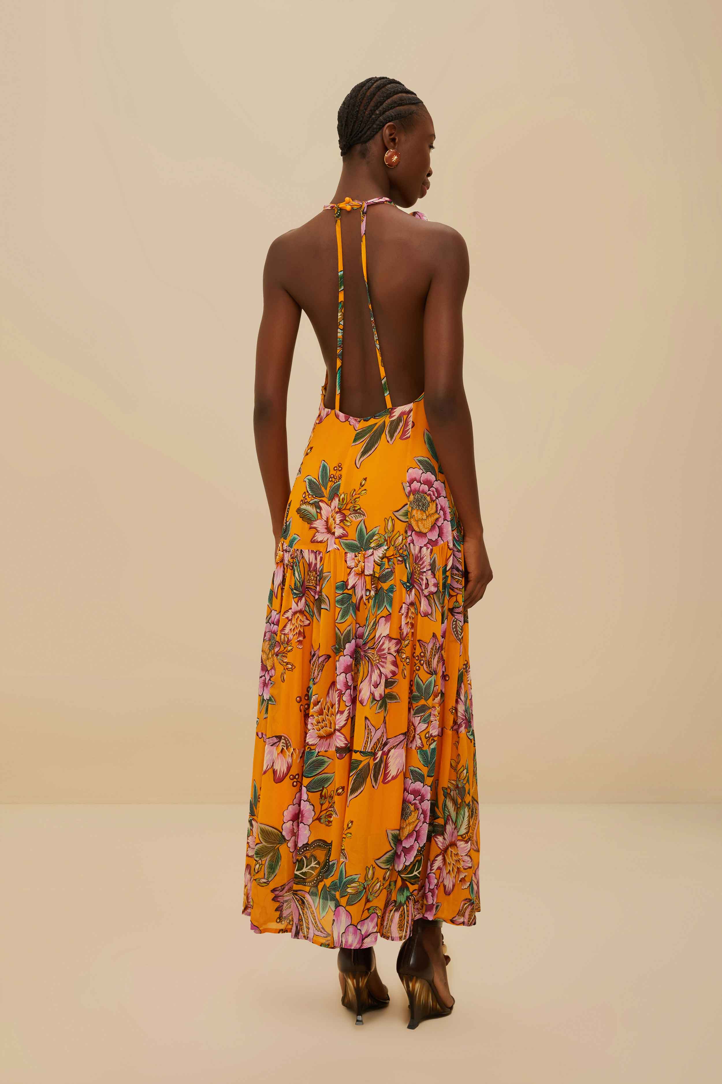 Orange Wonderful Bouquet Maxi Dress - Image 4