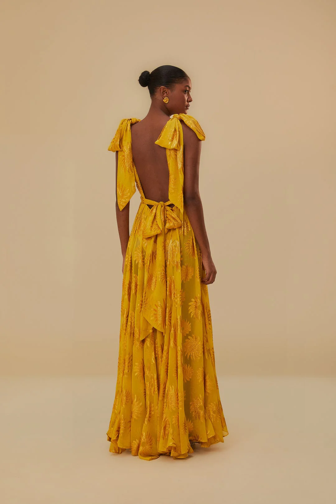 Yellow Gold Sun Jacquard Maxi Dress - Image 4