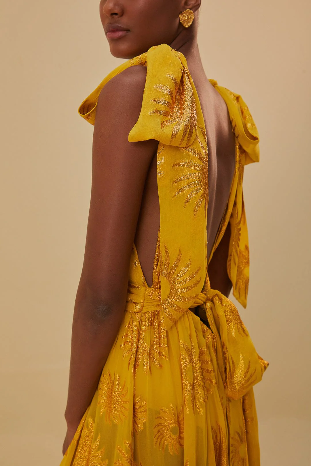 Yellow Gold Sun Jacquard Maxi Dress - Image 5