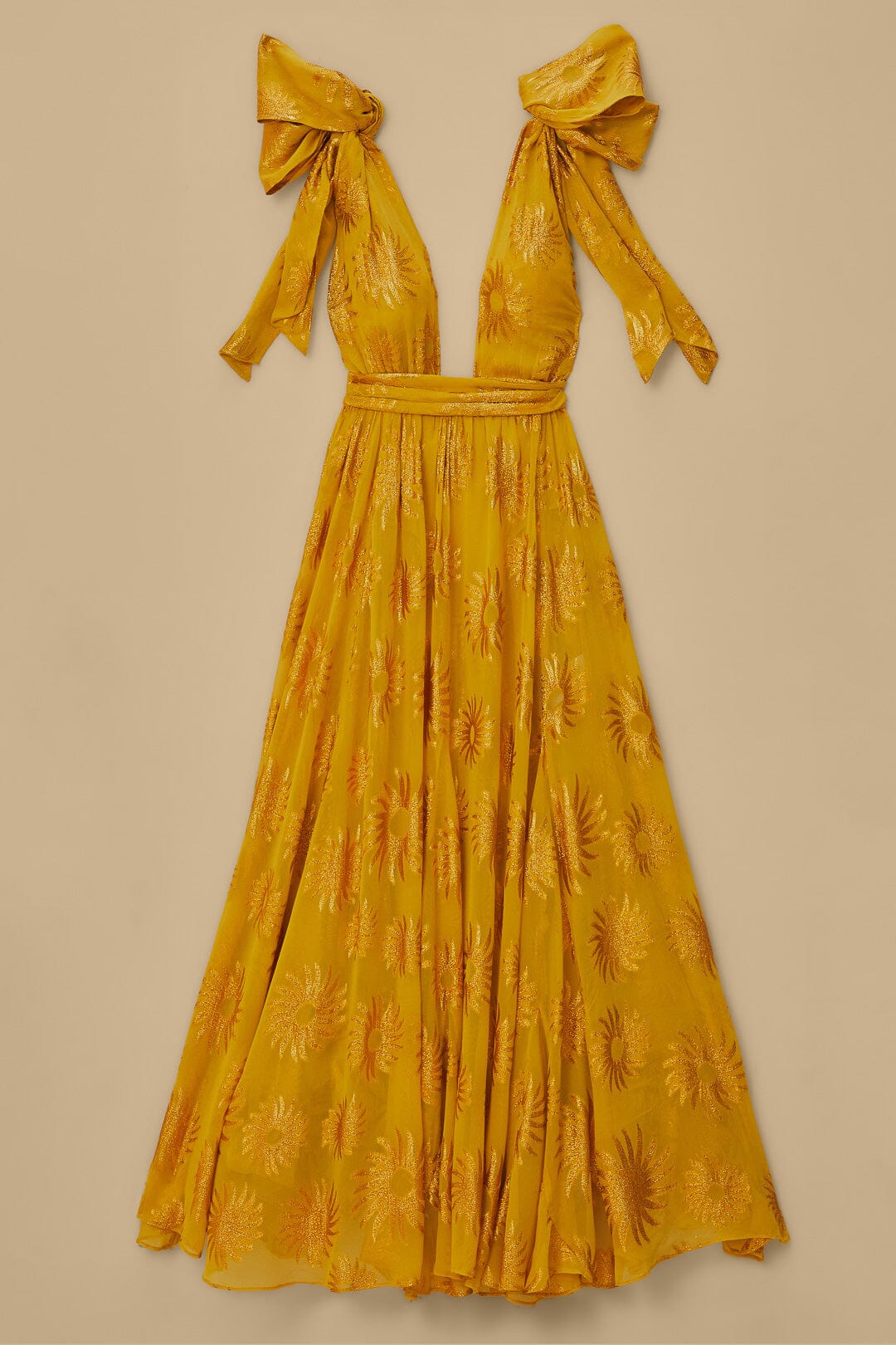 Yellow Gold Sun Jacquard Maxi Dress - Image 7
