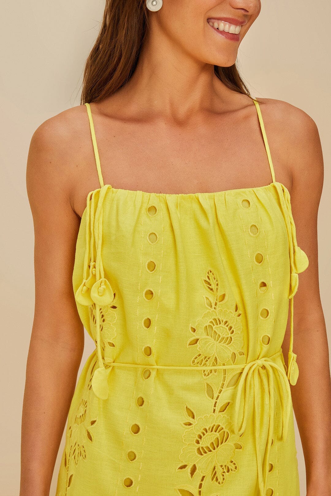 Yellow Richelieu Sleeveless LENZING™ ECOVERO™ Euroflax™ Maxi Dress - Image 3