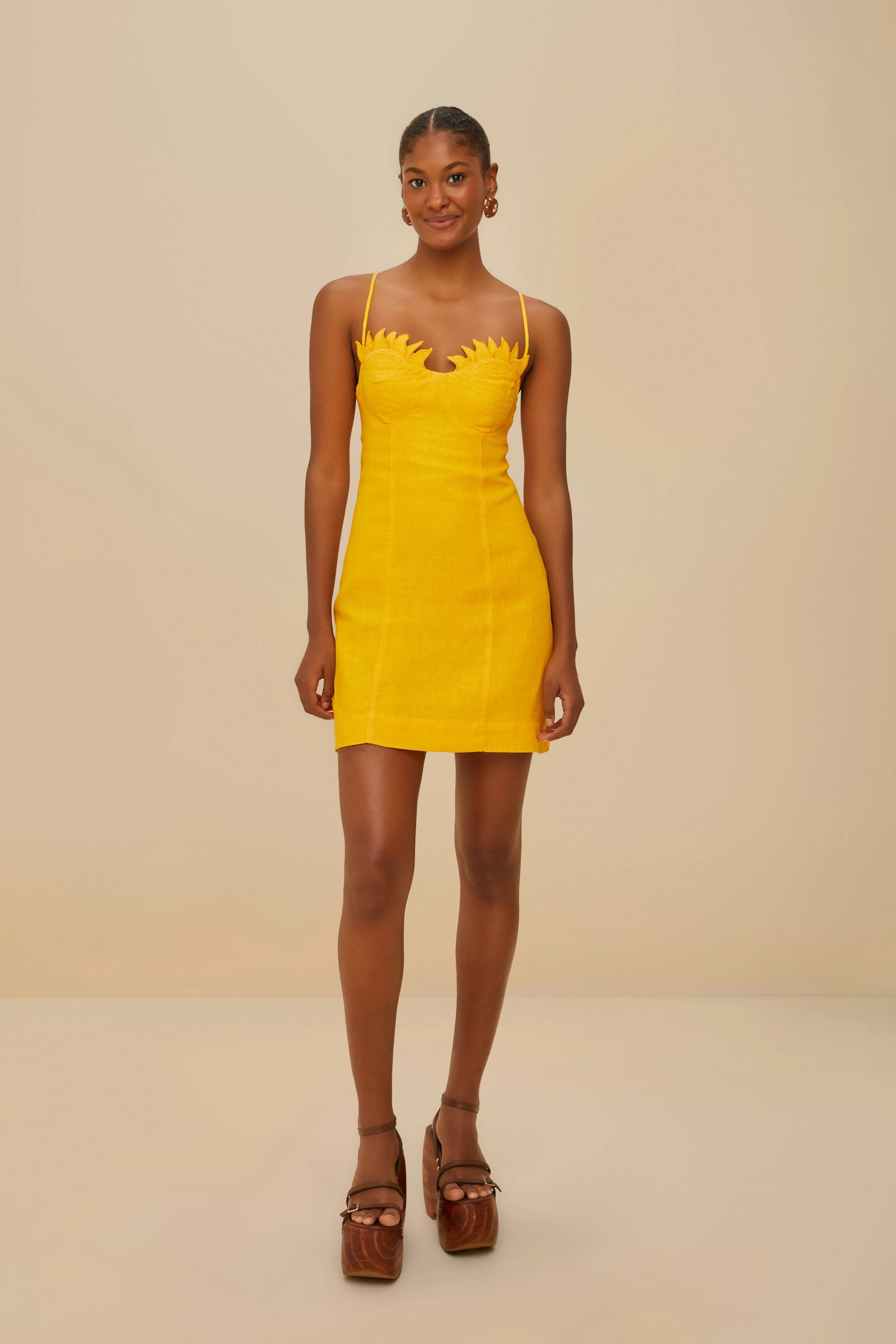 Yellow Sunrise Cup Euroflax™ Premium Linen Mini Dress